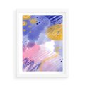 Plakat w ramie 50x70 - Rozbijające Plamy - abstrakcyjny plakat, pastelowe kolory - rama biała