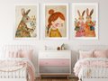 Zestaw obrazy w ramie 40x50 galeria - dla, dzieci, króliki, dziewczynka - rama biała