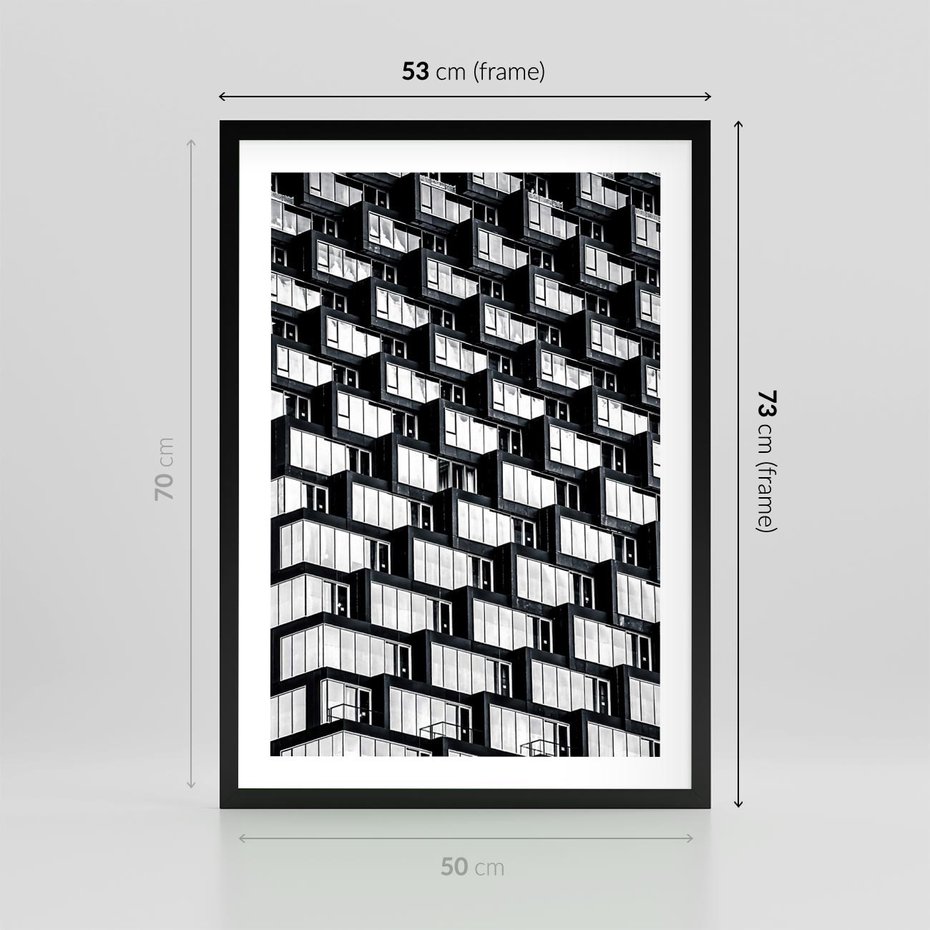 Plakat w ramie 50x70 - Elegancja Wysokości - architektura, wieżowiec - rama czarna