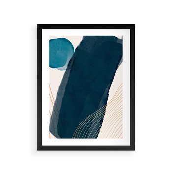 Plakat w ramie 50x70 - Nocne Widzenia - abstrakcyjna granatowa plama, akwarela - rama czarna