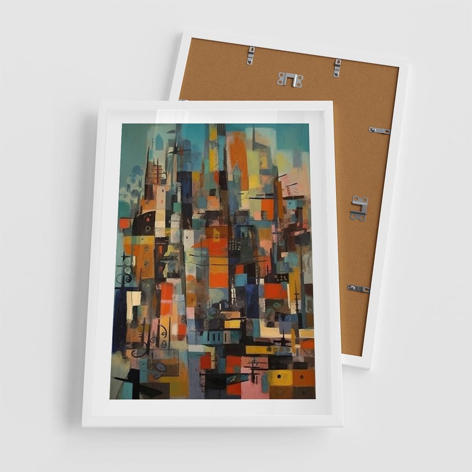 Plakat w ramie 50x70 - Zaklęte Odbicia Nienormalności - styl mid century, nowoczesna sztuka - rama biała