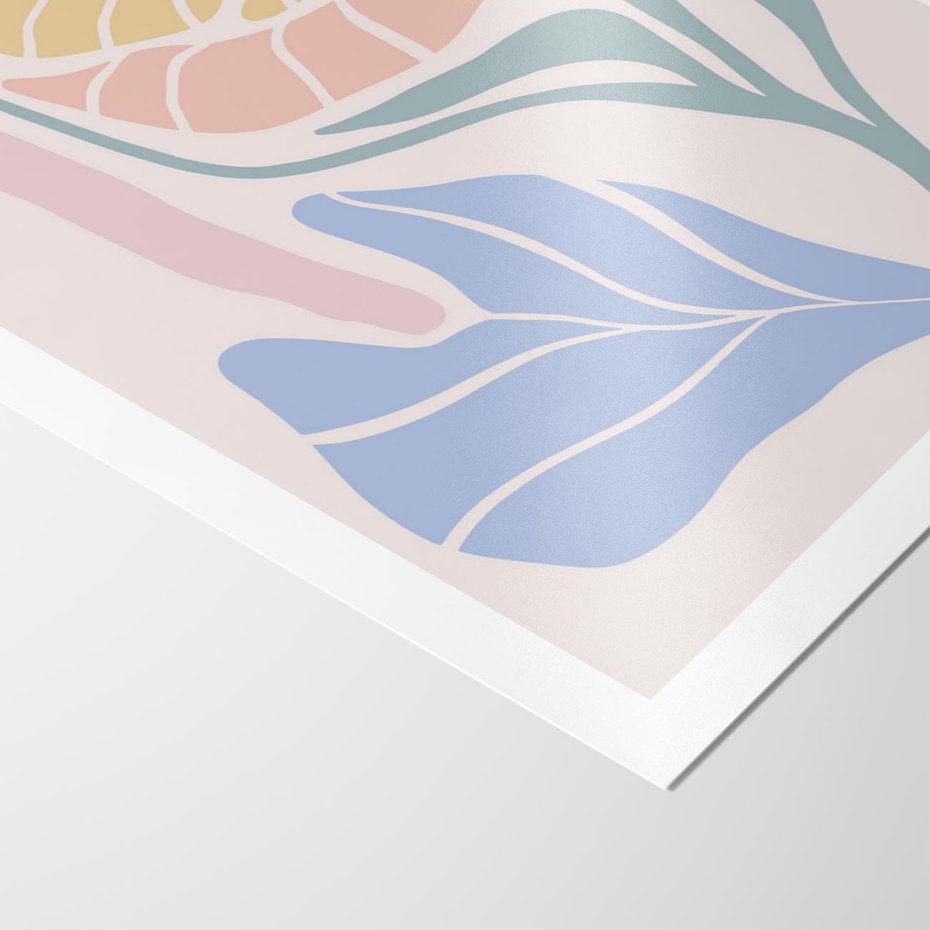 Plakat bez ramy 40x50 - Kwiatowe Granice Kształtów - nowoczesny plakat, kwiaty w pastelowych kolorach