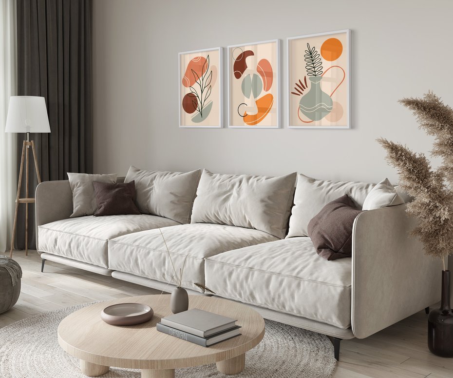 Zestaw obrazy w ramie 30x40 galeria - Abstrakcja, graficzne, kształty - rama biała