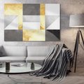 Obraz na płótnie 120x80 - Marmur w Geometrycznych Kształtach - geometryczne linie, złoto i szarość