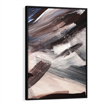 Obraz w ramie 50x70 - Eksploracja Dramaturgii - abstrakcyjny chaos, chatyczne maźnięcia pędzla - rama czarna