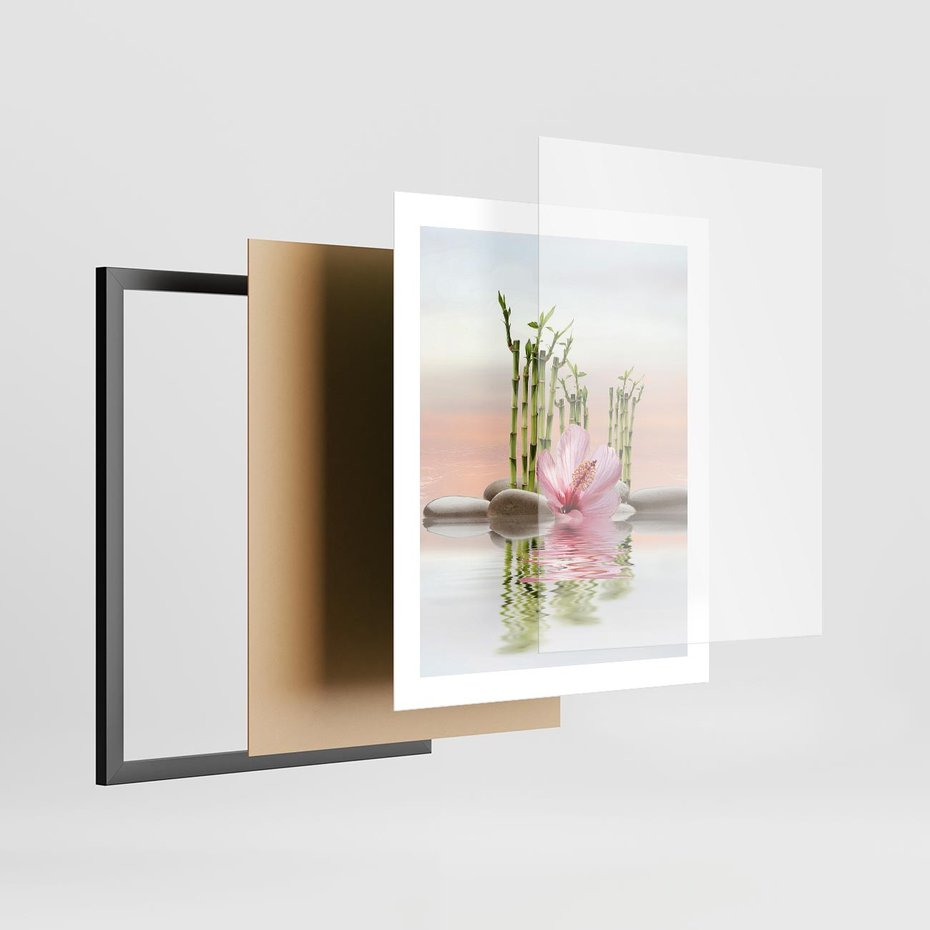 Plakat w ramie 40x50 - Harmonia i relaks - spa, bambus - rama czarna