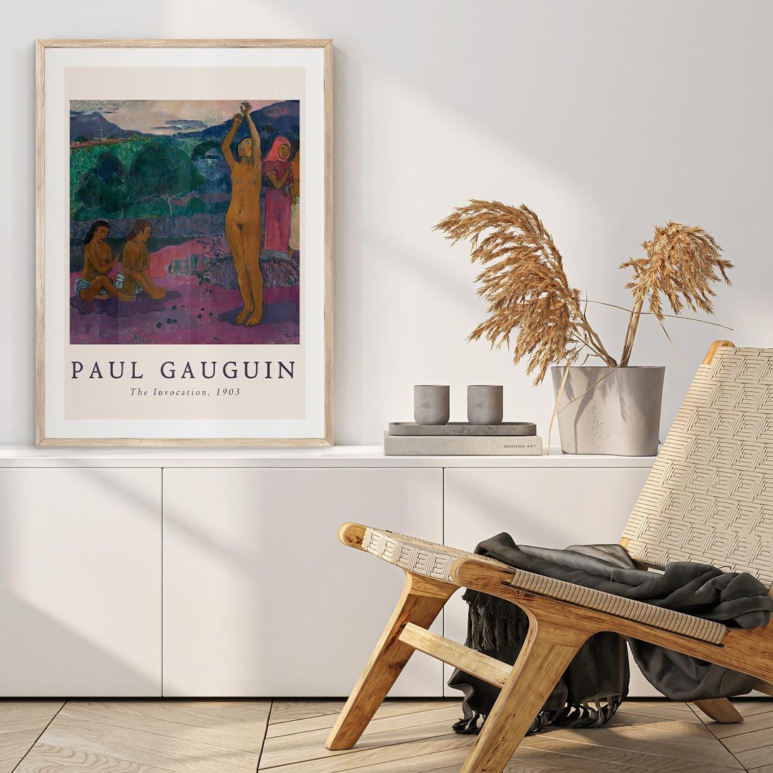 Plakat w ramie 50x70 - Reprodukcja Gauguina: Sztuka Egzotyczna na Plakacie - paul gauguin, plakat - rama drewno