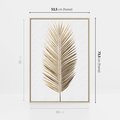 Obraz w ramie 50x70 - Złoty blask palmowego liścia - złota, palma - rama drewno