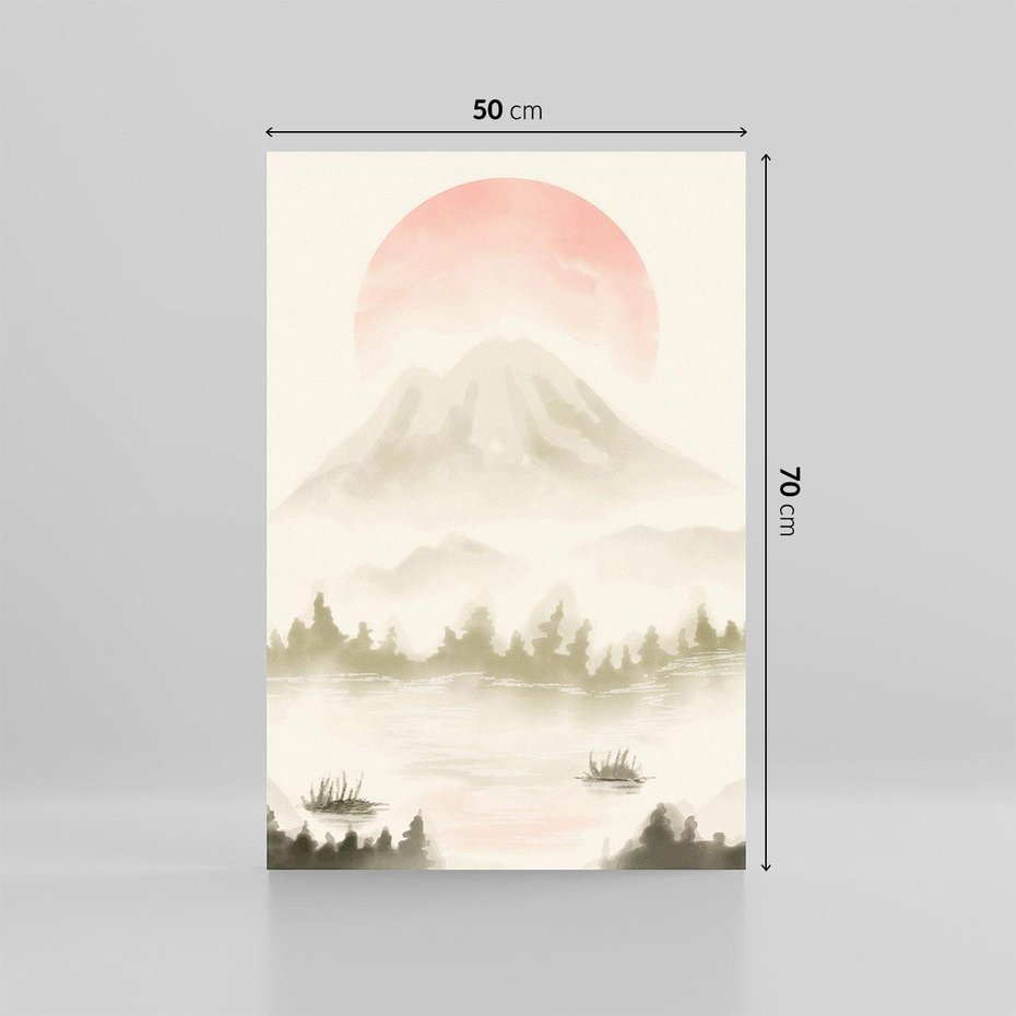 Obraz na płótnie 50x70 - Przyroda Japonii - japońska akwarela, góry