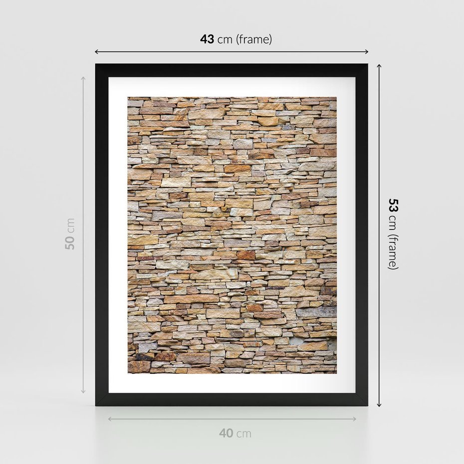 Plakat w ramie 40x50 - Mur z cegieł - surowa elegancja - mur, cegły - rama czarna
