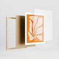 Plakat w ramie 40x50 - Wibracje Barw - abstrakcyjny boho plakat, pomarańczowe tło - rama drewno