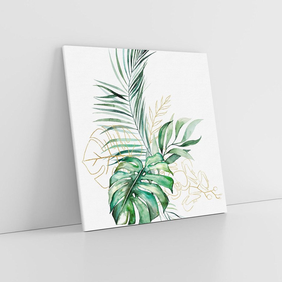 Obraz na płótnie 30x30 - Luksus w Detalu - złote, liście