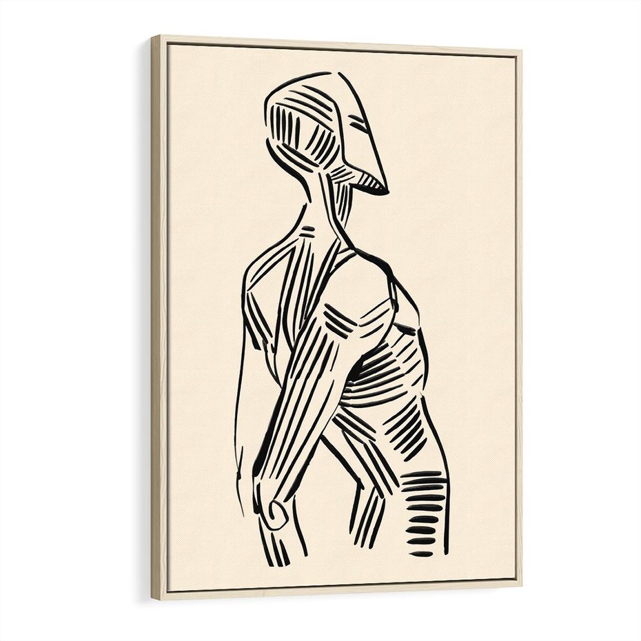 Obraz w ramie 70x100 - Eksploracja Wizualna - szkic, czarno biały - rama drewno