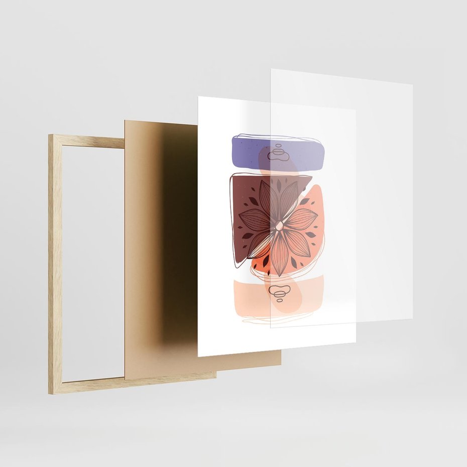 Plakat w ramie 40x50 - Kwiatowa Oaza - abstrakcyjna sztuka, plamy - rama drewno