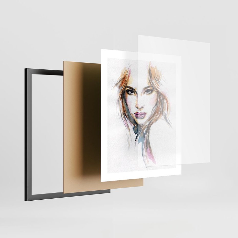 Plakat w ramie 40x50 - Abstrakcyjny portret kobiecy - grafika, kobieta - rama czarna