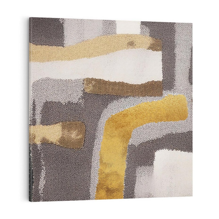 Obraz na płótnie 70x70 - Złote Krzywe - abstrakcja, krzywe linie