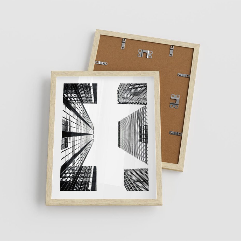 Plakat w ramie 40x50 - Architektoniczna Symetria - architektura, wysoki wieżowiec - rama drewno