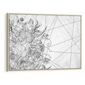 Obraz w ramie 120x80 - Refleksje w martwym punkcie - graficzny szkic, kompozycja kwiatów - rama drewno