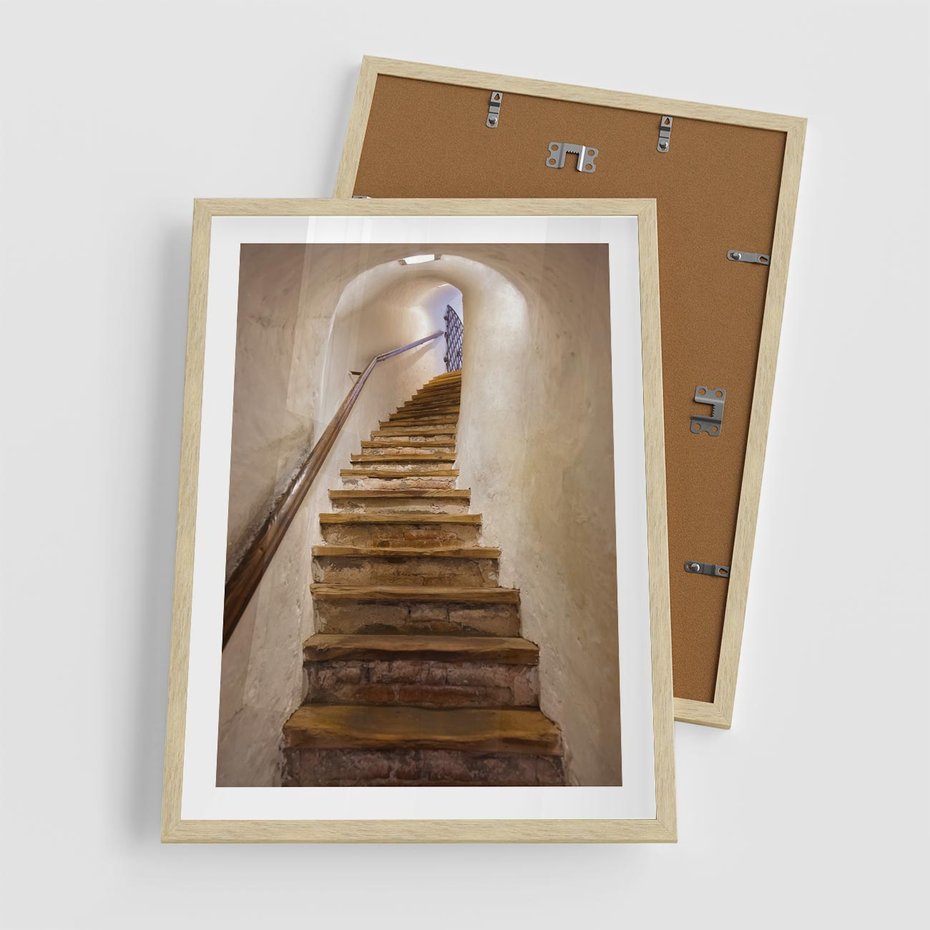 Plakat w ramie 50x70 - Schody Wymiarów - schody, tunel - rama drewno