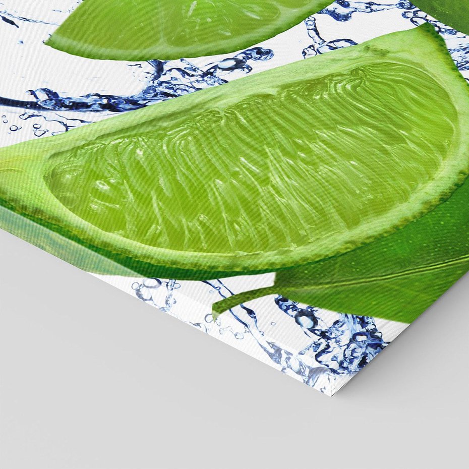 Obraz na płótnie 100x70 - Świeże limonki - limonki, woda
