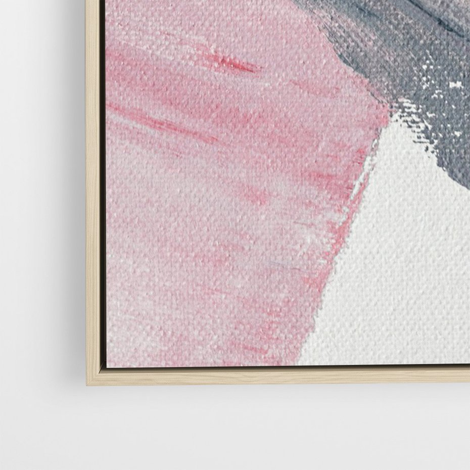 Obraz w ramie 50x70 - Kontrastujący Ruch Emocji - abstrakcyjne pasy farby, kolory róż szary czarny - rama drewno