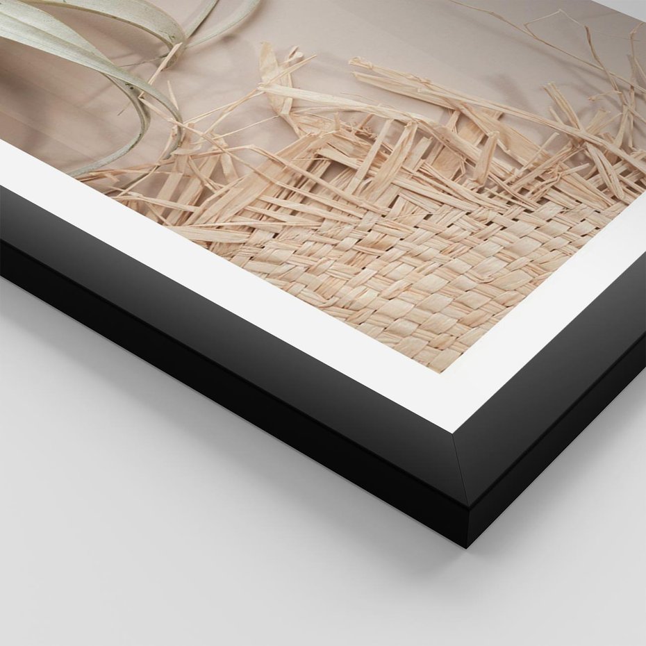 Plakat w ramie 30x40 - Aloes w Stylu Boho - kompozycja, wiklina - rama czarna