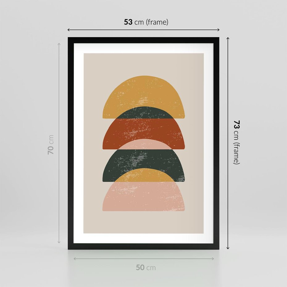 Plakat w ramie 50x70 - Energetyczne Wzory - nowoczesny plakat, abstrakcyjne kształty - rama czarna