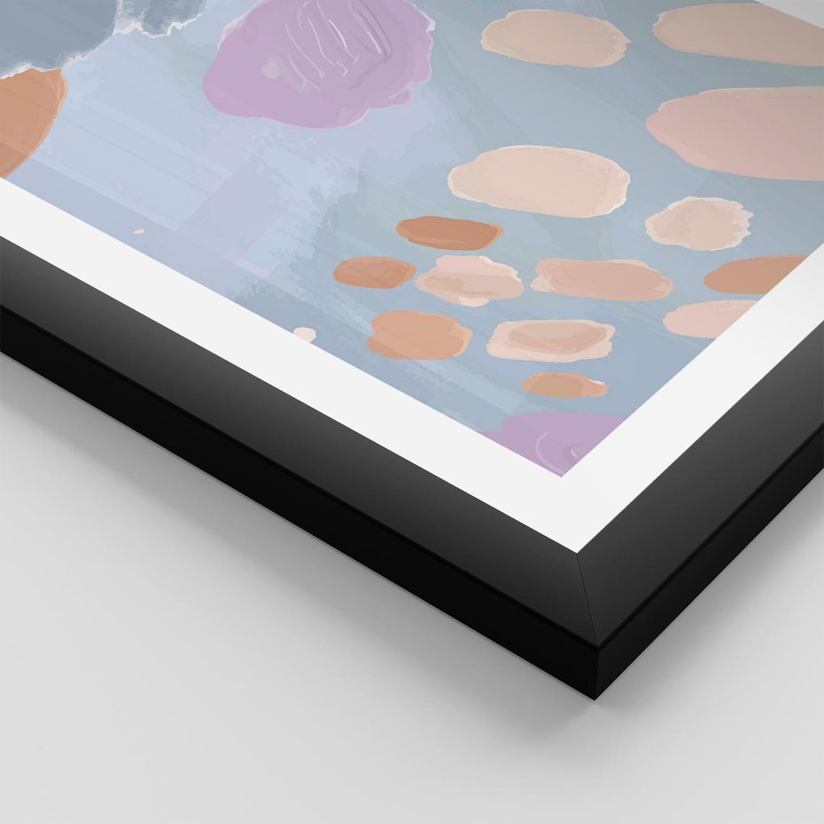 Plakat w ramie 50x70 - Migocące Pastelowe Spektrum - abstrakcyjne akwarelowe plamy, pastele - rama czarna