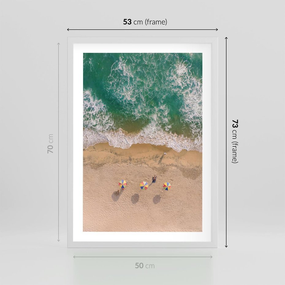 Plakat w ramie 50x70 - Letnie Wakacje na Horyzoncie - plaża, morze - rama biała