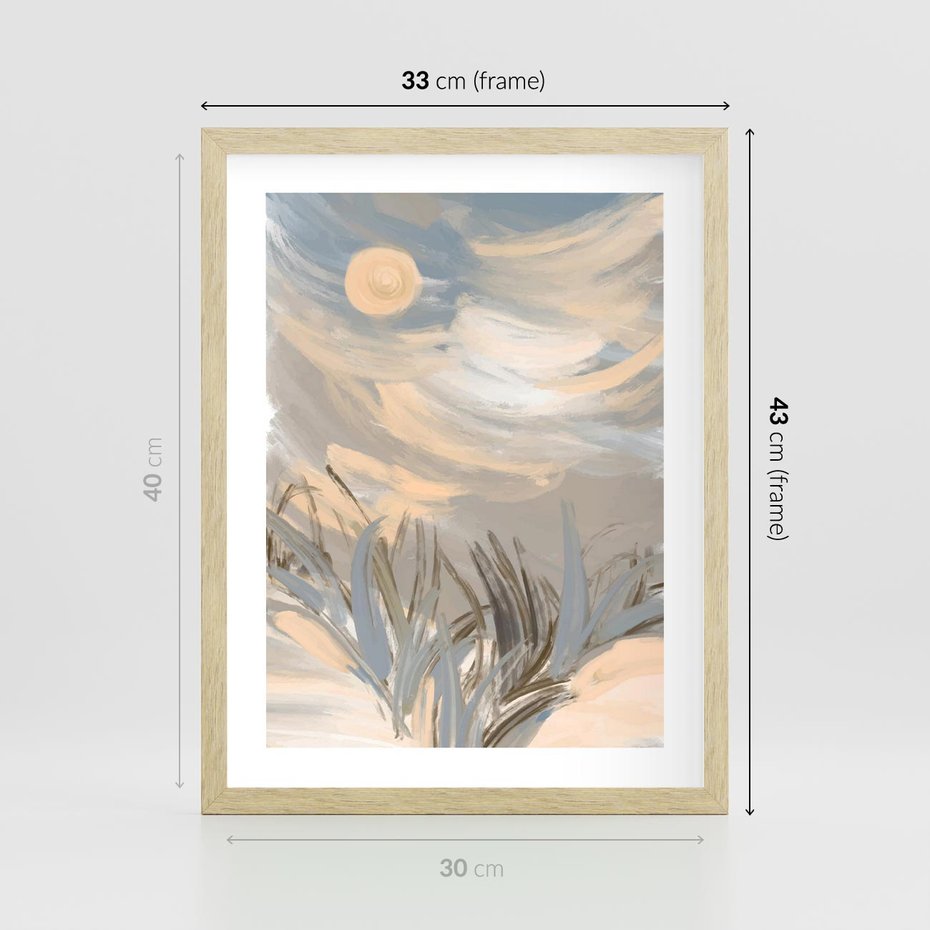 Plakat w ramie 30x40 - Światłości Taniec - akwarela, obraz - rama drewno