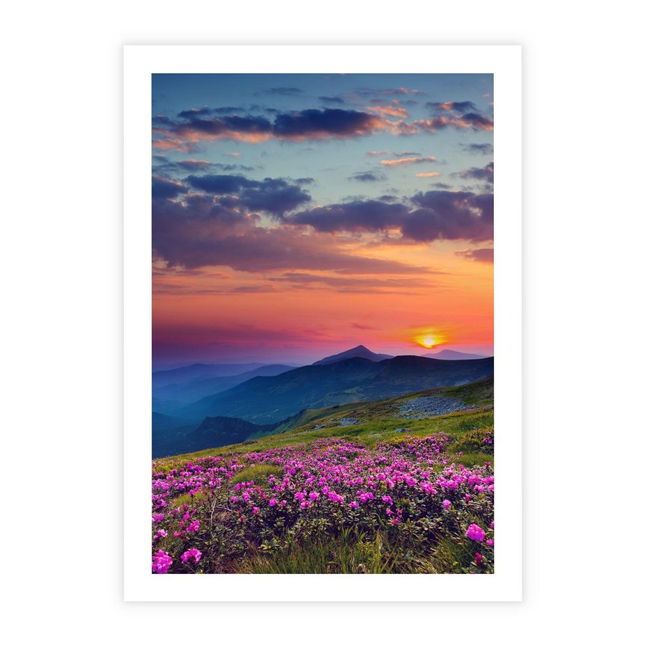 Plakat bez ramy 30x40 - Górski Zachód - góry, łąka