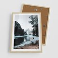 Plakat w ramie 50x70 - Zamarznięta Rzeka - zima w górach, zamarznięta rzeka - rama drewno