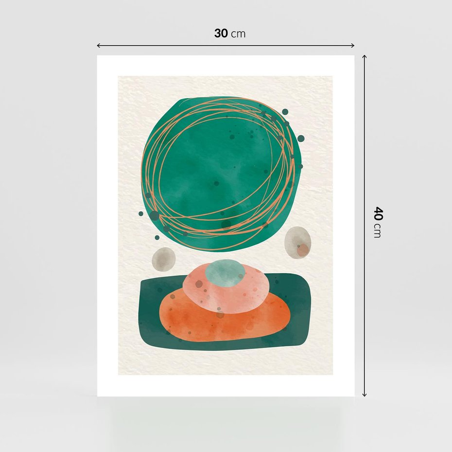 Plakat bez ramy 30x40 - Rozmyte Granice - abstrakcyjne plamy, zielony