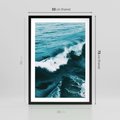 Plakat w ramie 50x70 - Wibracje Oceanu - turkusowy ocean, fale - rama czarna