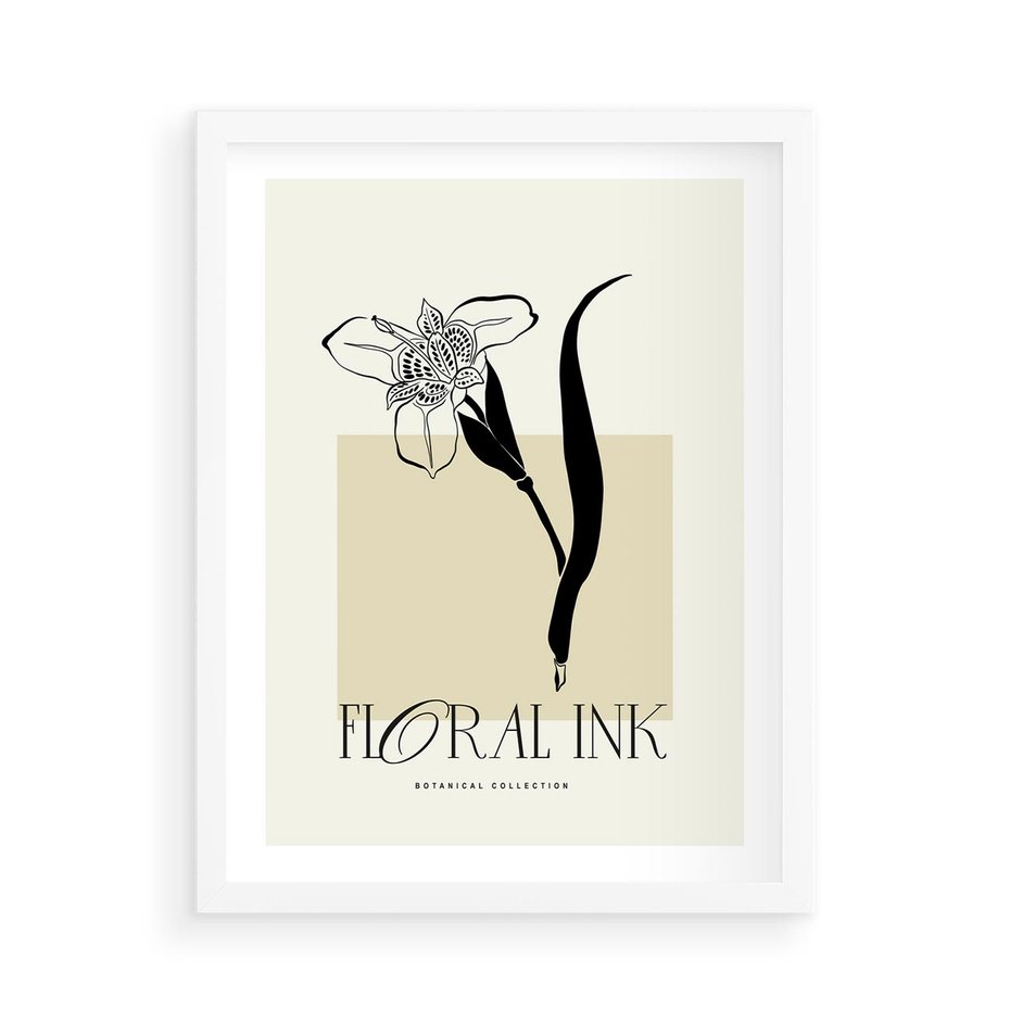 Plakat w ramie 50x70 - Wyblakłe odcienie snów - kwiat, irys - rama biała