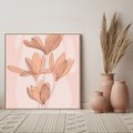 Obraz w ramie 50x50 - Przenikające Kształty - minimalistyczny plakat, pudrowe kwiaty - rama drewno