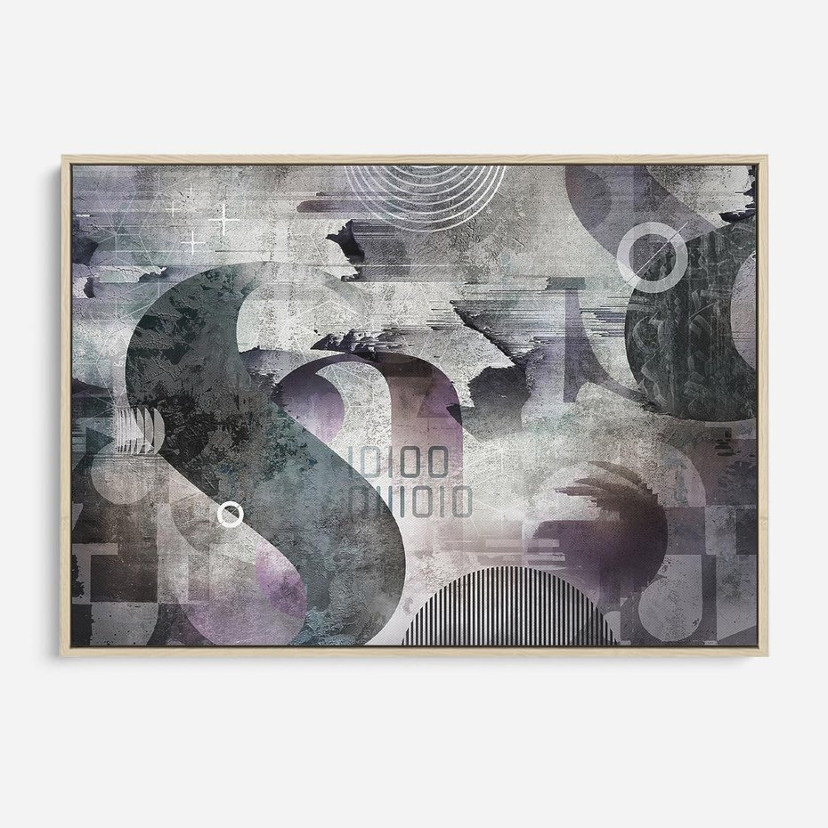 Obraz w ramie 100x70 - Nocne opowieści w barwach - typografia, abstrakcja - rama drewno