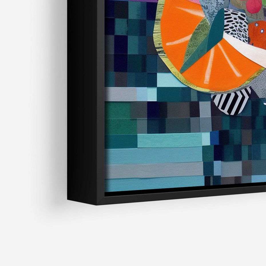 Obraz w ramie 50x70 - Migocące Widoki Harmonii - abstrakcyjny obraz, jak picasso - rama czarna