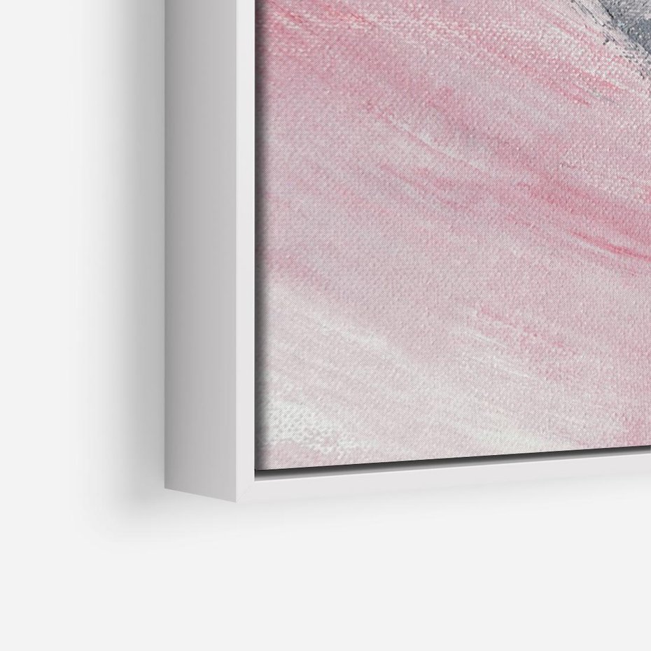 Obraz w ramie 70x50 - Kontrastujący Ruch Emocji - abstrakcyjne pasy farby, kolory róż szary czarny - rama biała