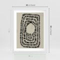 Plakat w ramie 40x50 - Zaklęte Wnętrza - boho plakat, czarne kropki kreski - rama biała