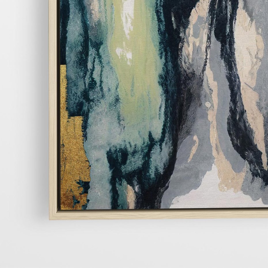 Obraz w ramie 80x80 - Sfumowane zmysły artysty - rozmyte kolory, zieleń - rama drewno