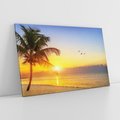 Obraz na płótnie 120x80 - Słońce, plaża i palmy: romantyczny zachód - plaża, zachód