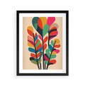 Plakat w ramie 40x50 - Symfonia Wzrokowych Impresji - abstrakcyjny kolorowy tęczowy obraz, inspiracje roślinne - rama czarna