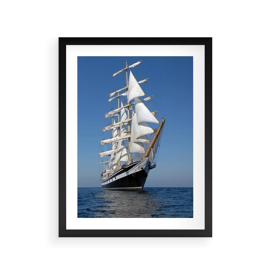 Plakat w ramie 30x40 - Podróż na Żaglowcu Przygody - żaglowiec, podróż - rama czarna