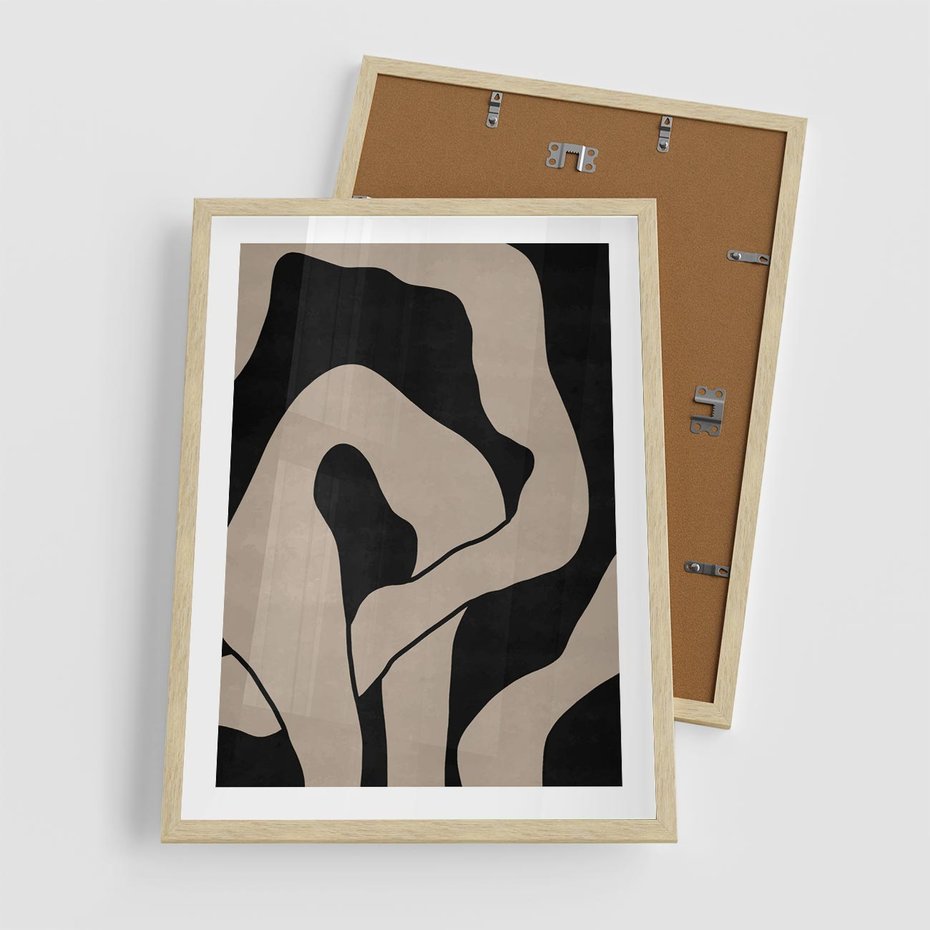 Plakat w ramie 50x70 - Nocne Pochłonięcia - abstrakcyjne linie, mroczny plakat - rama drewno