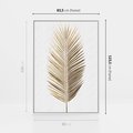 Obraz w ramie 80x120 - Złoty blask palmowego liścia - złota, palma - rama biała