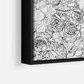 Obraz w ramie 50x50 - Refleksje w martwym punkcie - graficzny szkic, kompozycja kwiatów - rama czarna