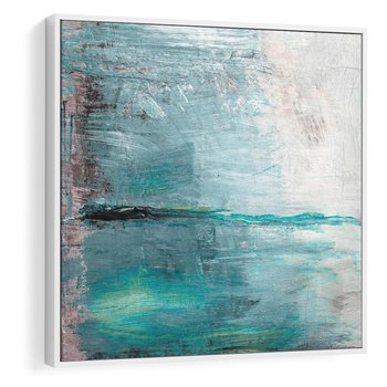 Obraz w ramie 80x80 - Odbicie utraconych barw - abstrakcja, niepokój - rama biała