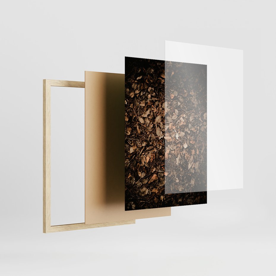 Zestaw obrazy w ramie 40x50 galeria - Suche, jesienne, liście, las - rama drewno