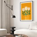 Plakat bez ramy 40x50 - Kolorowe Impresje - abstrakcyjna kwiatowa kompozycja, żółte mocne tło
